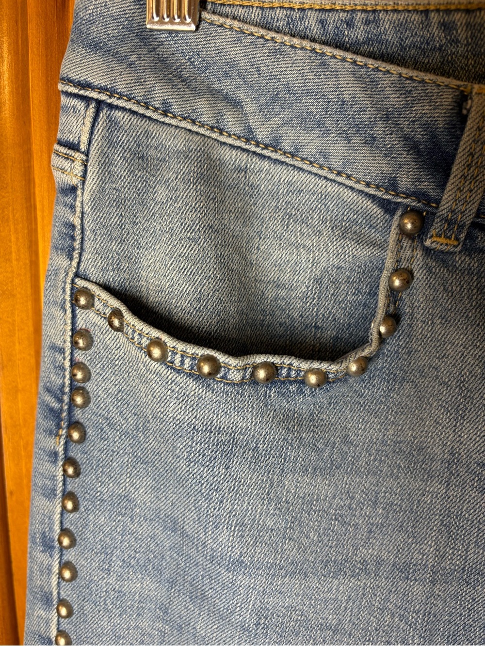 Massimo Dutti Light Blue Skinny Jeans with Stud Trim